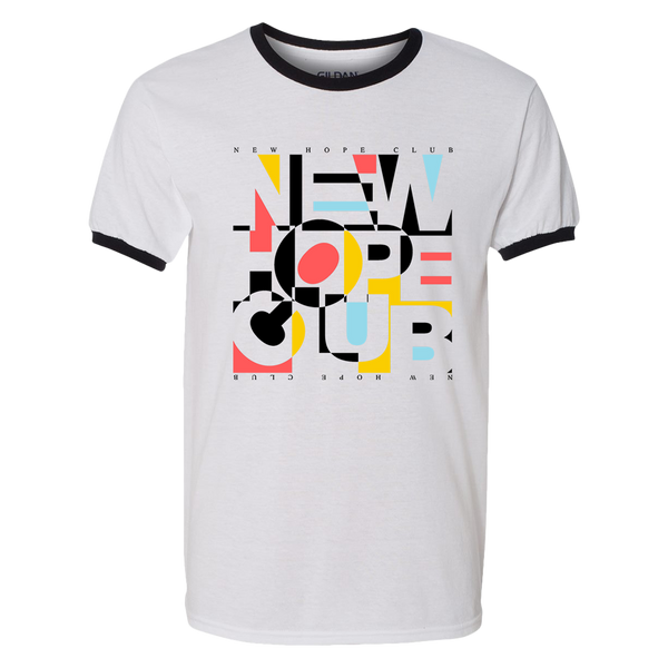 SHAPES UNISEX RINGER TEE (WHITE)